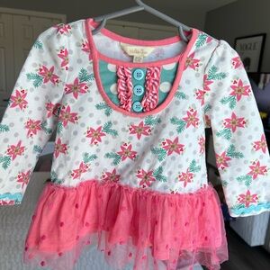 Matilda Jane Gently Gently Poinsettia Holiday Tunic 12-18M VGUC